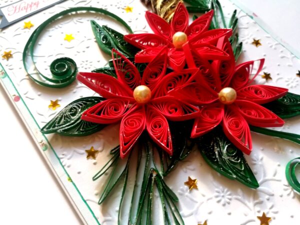 Sparkling Red Quilled Flowers and New Year Card - NY5 image Sparkling Red Quilled Flowers and New Year Card - NY5 image