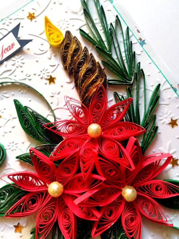 Sparkling Red Quilled Flowers and New Year Card - NY5 image Sparkling Red Quilled Flowers and New Year Card - NY5 image