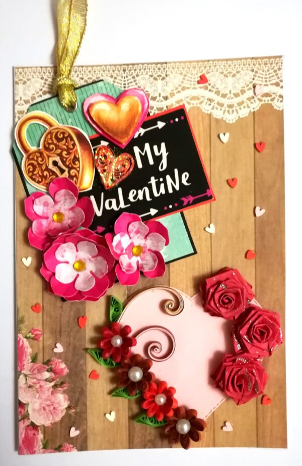 My Valentine Special Tag with quilled flowers Card -V3 image My Valentine Special Tag with quilled flowers Card -V3 image