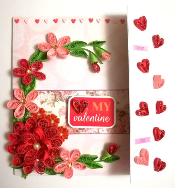 Valentine Red Quilled Mini Scrapbook Greeting Card image Valentine Red Quilled Mini Scrapbook Greeting Card image
