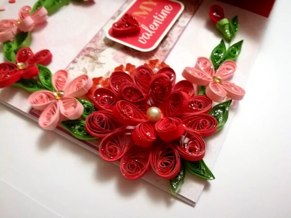 Valentine Red Quilled Mini Scrapbook Greeting Card image Valentine Red Quilled Mini Scrapbook Greeting Card image
