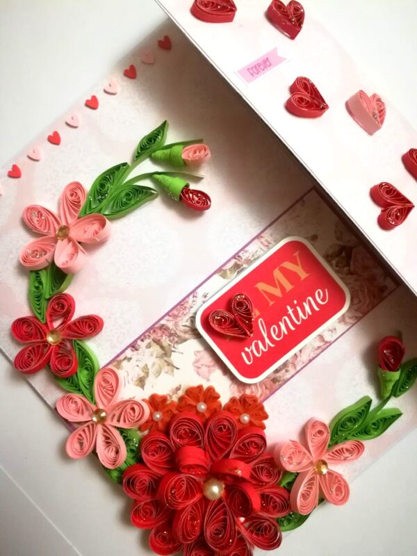 Valentine Red Quilled Mini Scrapbook Greeting Card image Valentine Red Quilled Mini Scrapbook Greeting Card image