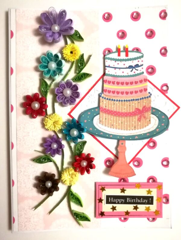 Sparkling Quilled Flowers Birthday Card image Sparkling Quilled Flowers Birthday Card image