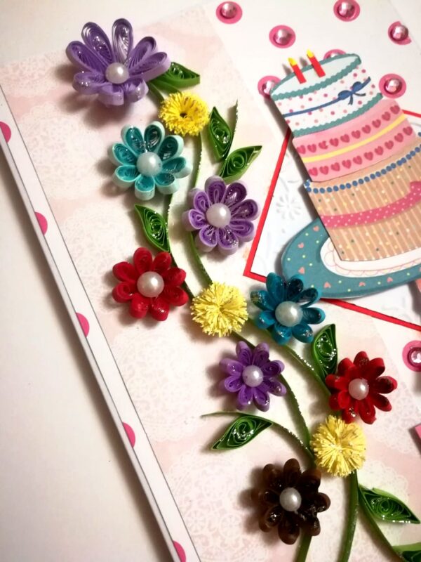 Sparkling Quilled Flowers Birthday Card image Sparkling Quilled Flowers Birthday Card image