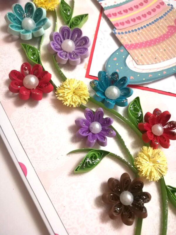 Sparkling Quilled Flowers Birthday Card image Sparkling Quilled Flowers Birthday Card image