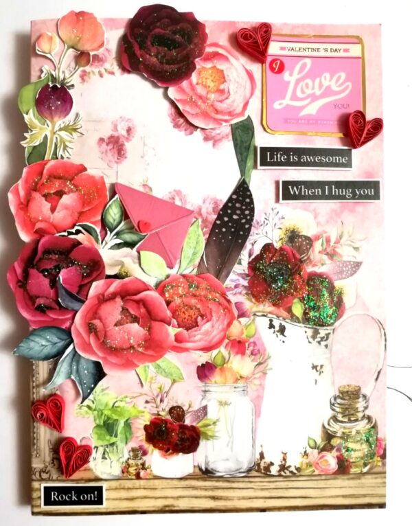 Sparkling Valentine Mini Scrapbook Greeting Card -D3 image Sparkling Valentine Mini Scrapbook Greeting Card -D3 image
