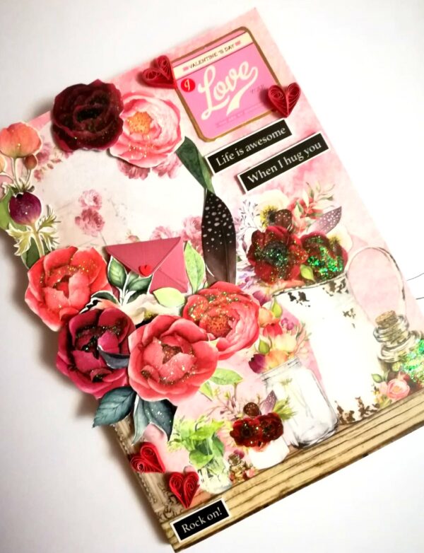 Sparkling Valentine Mini Scrapbook Greeting Card -D3 image Sparkling Valentine Mini Scrapbook Greeting Card -D3 image