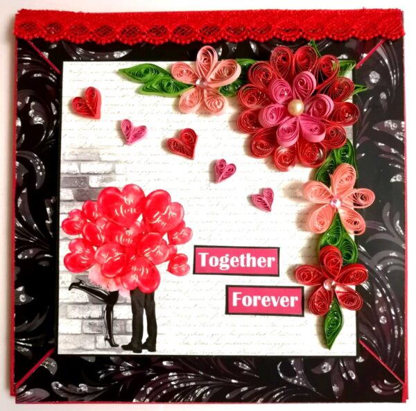 Love and Anniversary Envelope fold Mini scrapbook card - D1 image Love and Anniversary Envelope fold Mini scrapbook card - D1 image