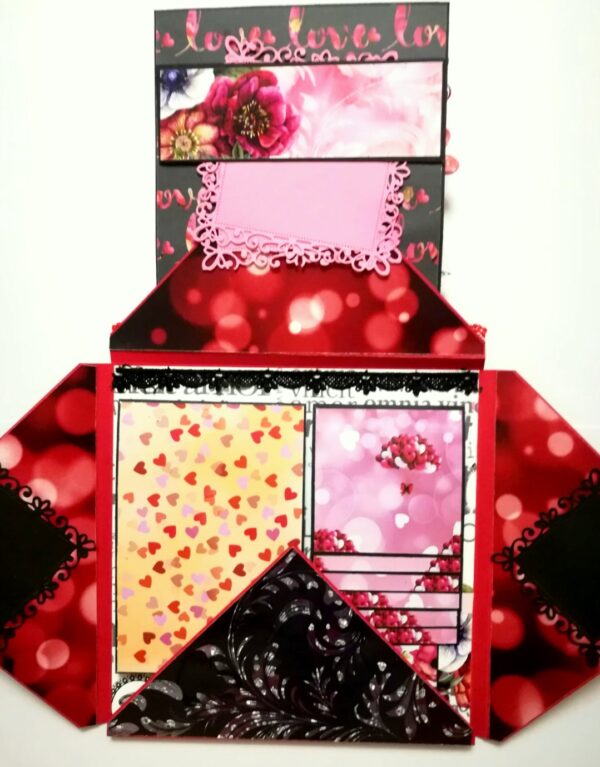 Love and Anniversary Envelope fold Mini scrapbook card - D1 image Love and Anniversary Envelope fold Mini scrapbook card - D1 image