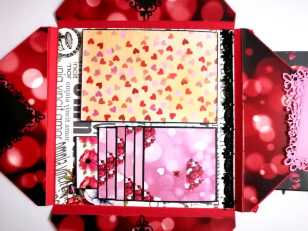 Love and Anniversary Envelope fold Mini scrapbook card - D1 image Love and Anniversary Envelope fold Mini scrapbook card - D1 image