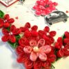 Red Quilled Flowers Valentine Greeting Card -D1 image Red Quilled Flowers Valentine Greeting Card -D1 image