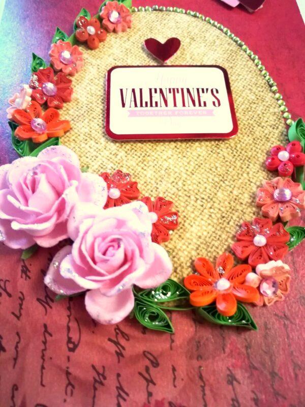 Quilled Flowers Valentines day Greeting Card image Quilled Flowers Valentines day Greeting Card image