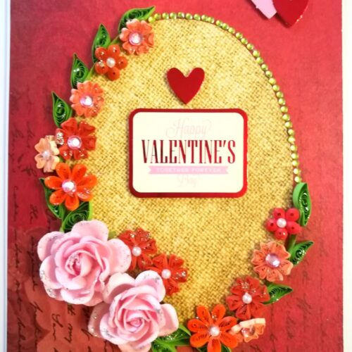 Quilled Flowers Valentines day Greeting Card image