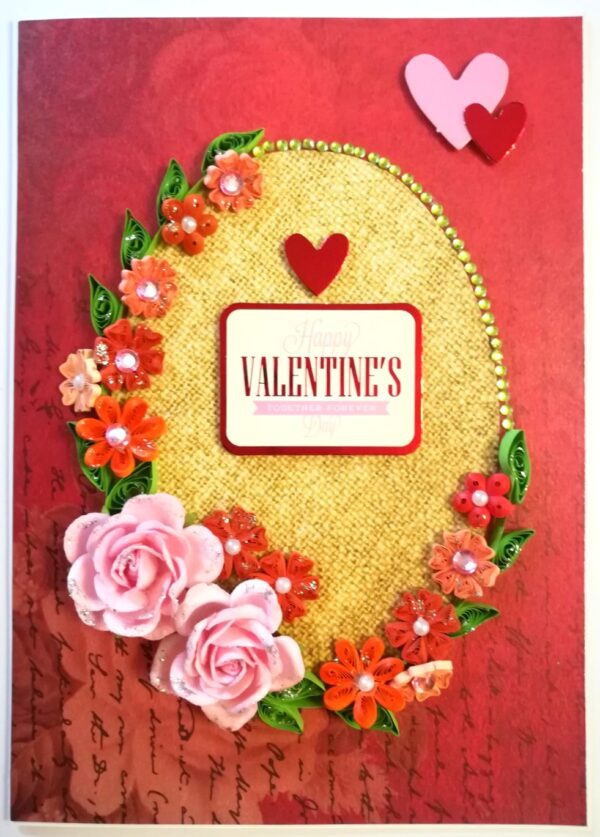 Quilled Flowers Valentines day Greeting Card image Quilled Flowers Valentines day Greeting Card image