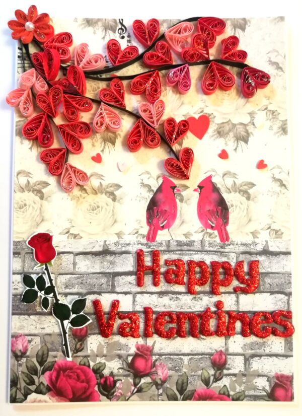 Quilled Hearts Happy Vallentine card -D1 image Quilled Hearts Happy Vallentine card -D1 image