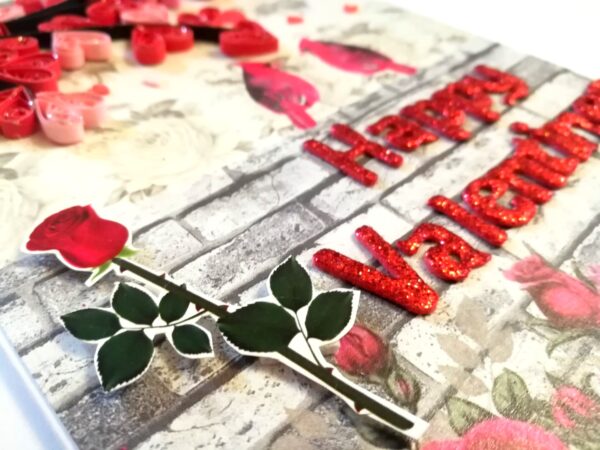 Quilled Hearts Happy Vallentine card -D1 image Quilled Hearts Happy Vallentine card -D1 image