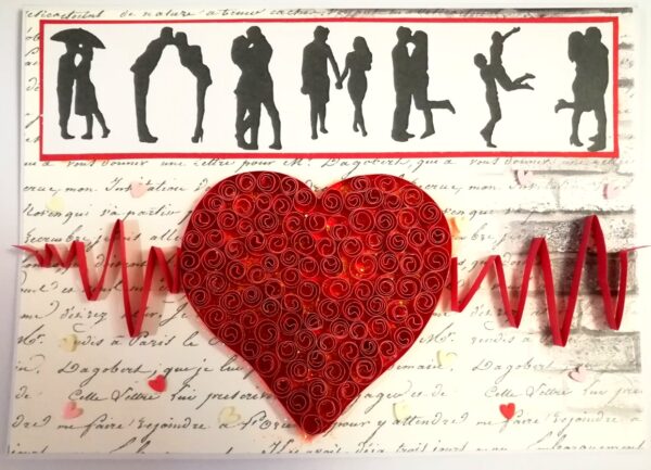 Quilled Heart Beat Love Greeting Card -D1 image Quilled Heart Beat Love Greeting Card -D1 image
