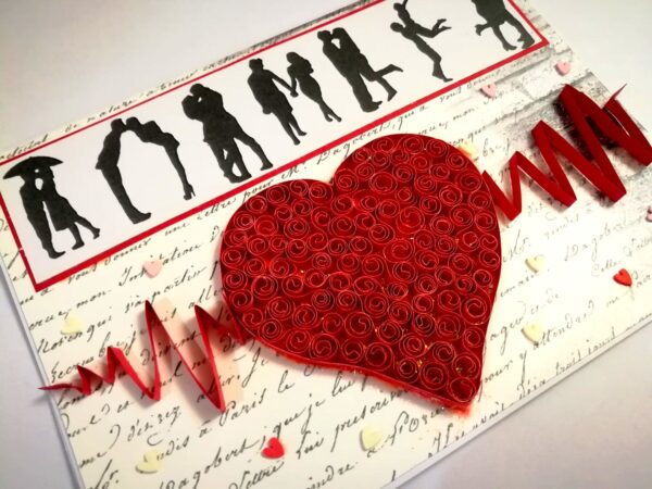 Quilled Heart Beat Love Greeting Card -D1 image Quilled Heart Beat Love Greeting Card -D1 image
