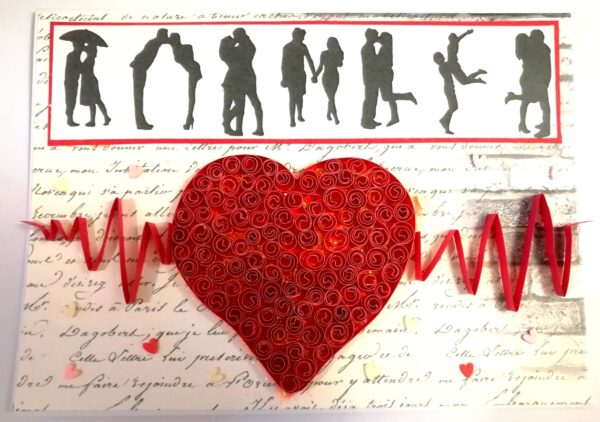 Quilled Heart Beat Love Greeting Card -D1 image Quilled Heart Beat Love Greeting Card -D1 image