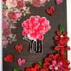 Quilled Red Flowers Corner Couple Card -D4 image Quilled Red Flowers Corner Couple Card -D4 image