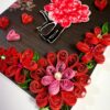 Quilled Red Flowers Corner Couple Card -D4 image Quilled Red Flowers Corner Couple Card -D4 image