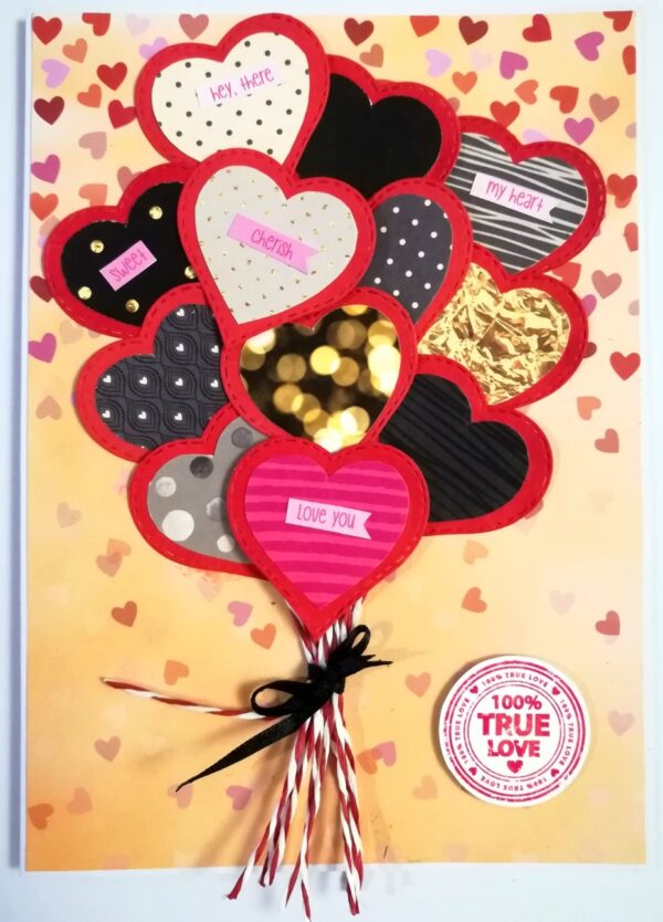 Hearty Balloons Love Greeting card image Hearty Balloons Love Greeting card image