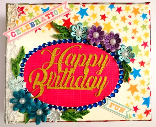 Happy Birthday Handmade Sparkling Scrapbook -D1 image Happy Birthday Handmade Sparkling Scrapbook -D1 image