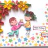 Quilled Corner Flowers Birthday Greeting card - BIR1 image Quilled Corner Flowers Birthday Greeting card - BIR1 image