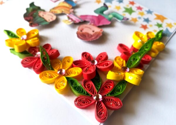 Quilled Corner Flowers Birthday Greeting card - BIR1 image Quilled Corner Flowers Birthday Greeting card - BIR1 image