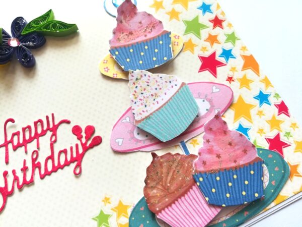 Quilled Corner Flowers Birthday Greeting card - BIR2 image Quilled Corner Flowers Birthday Greeting card - BIR2 image