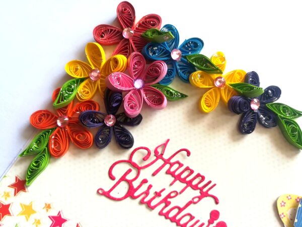 Quilled Corner Flowers Birthday Greeting card - BIR2 image Quilled Corner Flowers Birthday Greeting card - BIR2 image
