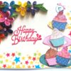 Quilled Corner Flowers Birthday Greeting card - BIR2 image Quilled Corner Flowers Birthday Greeting card - BIR2 image