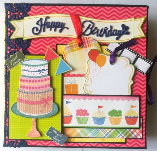Happy Birthday Handmade Sparkling Scrapbook -D2 image Happy Birthday Handmade Sparkling Scrapbook -D2 image