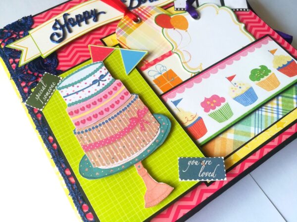 Happy Birthday Handmade Sparkling Scrapbook -D2 image Happy Birthday Handmade Sparkling Scrapbook -D2 image