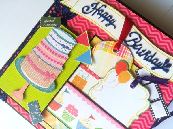Happy Birthday Handmade Sparkling Scrapbook -D2 image Happy Birthday Handmade Sparkling Scrapbook -D2 image