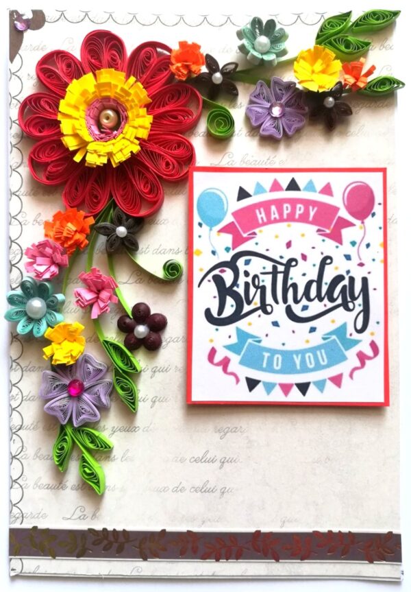 Quilled Corner Birthday Greeting Card - QMD1 image Quilled Corner Birthday Greeting Card - QMD1 image
