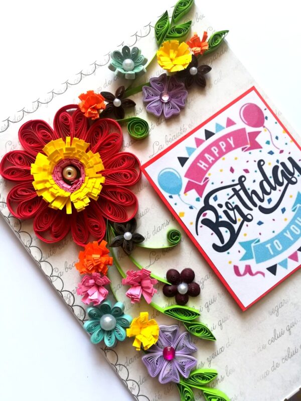 Quilled Corner Birthday Greeting Card - QMD1 image Quilled Corner Birthday Greeting Card - QMD1 image