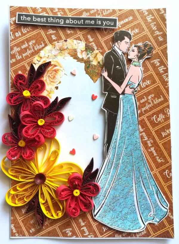 Quilled Flowers Couple Anniversary Greeting Card image Quilled Flowers Couple Anniversary Greeting Card image