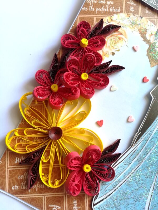 Quilled Flowers Couple Anniversary Greeting Card image Quilled Flowers Couple Anniversary Greeting Card image