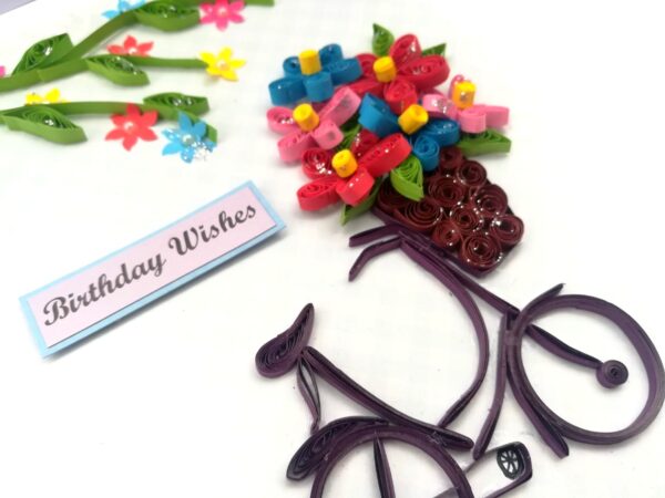 Quilled Cycle With Flowers Birthday Greeting Card image Quilled Cycle With Flowers Birthday Greeting Card image