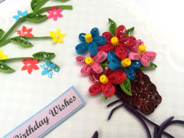 Quilled Cycle With Flowers Birthday Greeting Card image Quilled Cycle With Flowers Birthday Greeting Card image