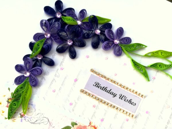 Purple Quilled Flowers Birthday Greeting card image