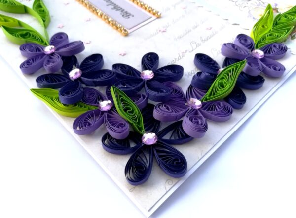 Purple Quilled Flowers Birthday Greeting card image