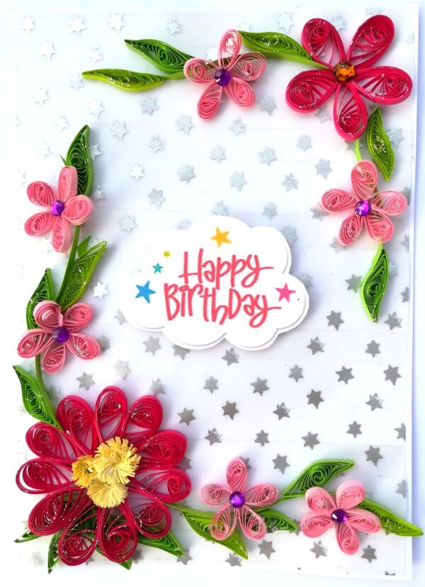 Sparkling Pink Quilled Birthday Card - PINKD1 image Sparkling Pink Quilled Birthday Card - PINKD1 image
