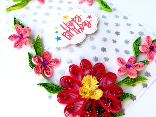 Sparkling Pink Quilled Birthday Card - PINKD1 image Sparkling Pink Quilled Birthday Card - PINKD1 image
