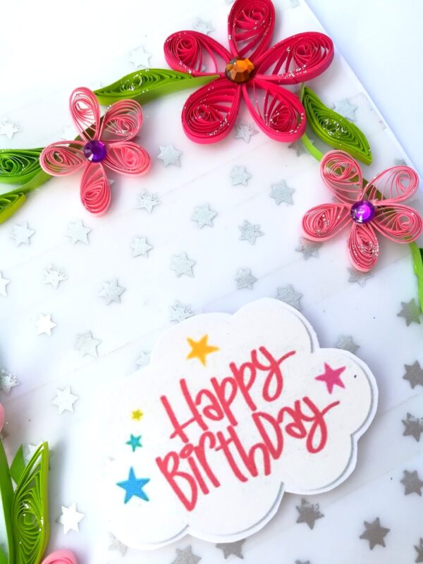 Sparkling Pink Quilled Birthday Card - PINKD1 image Sparkling Pink Quilled Birthday Card - PINKD1 image
