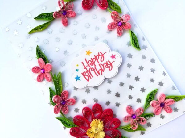 Sparkling Pink Quilled Birthday Card - PINKD1 image Sparkling Pink Quilled Birthday Card - PINKD1 image