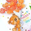 Teddy with Balloons Greeting Card - D3 image Teddy with Balloons Greeting Card - D3 image
