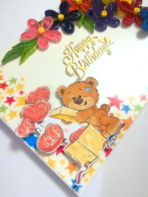 Multicolor Flowers Quilled Birthday Greeting Card - MQ2 image Multicolor Flowers Quilled Birthday Greeting Card - MQ2 image