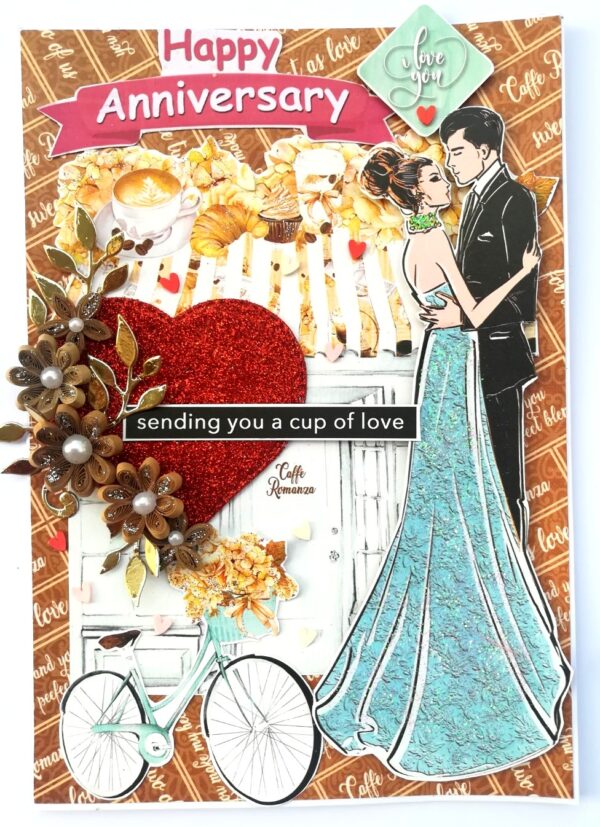 Love Anniversary Quilled Flowers Greeting Card image Love Anniversary Quilled Flowers Greeting Card image